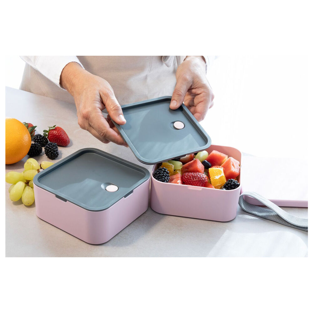 Wahu Cuisena RPET Square Bento Food Storage Container Lunch Box 14x14cm Pink — image 5