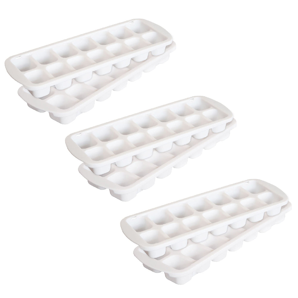 Cuisena 2pc Cuisena 14 Plastic Ice Cube Tray Maker Freezer Mould Container Set White (3 Pack)