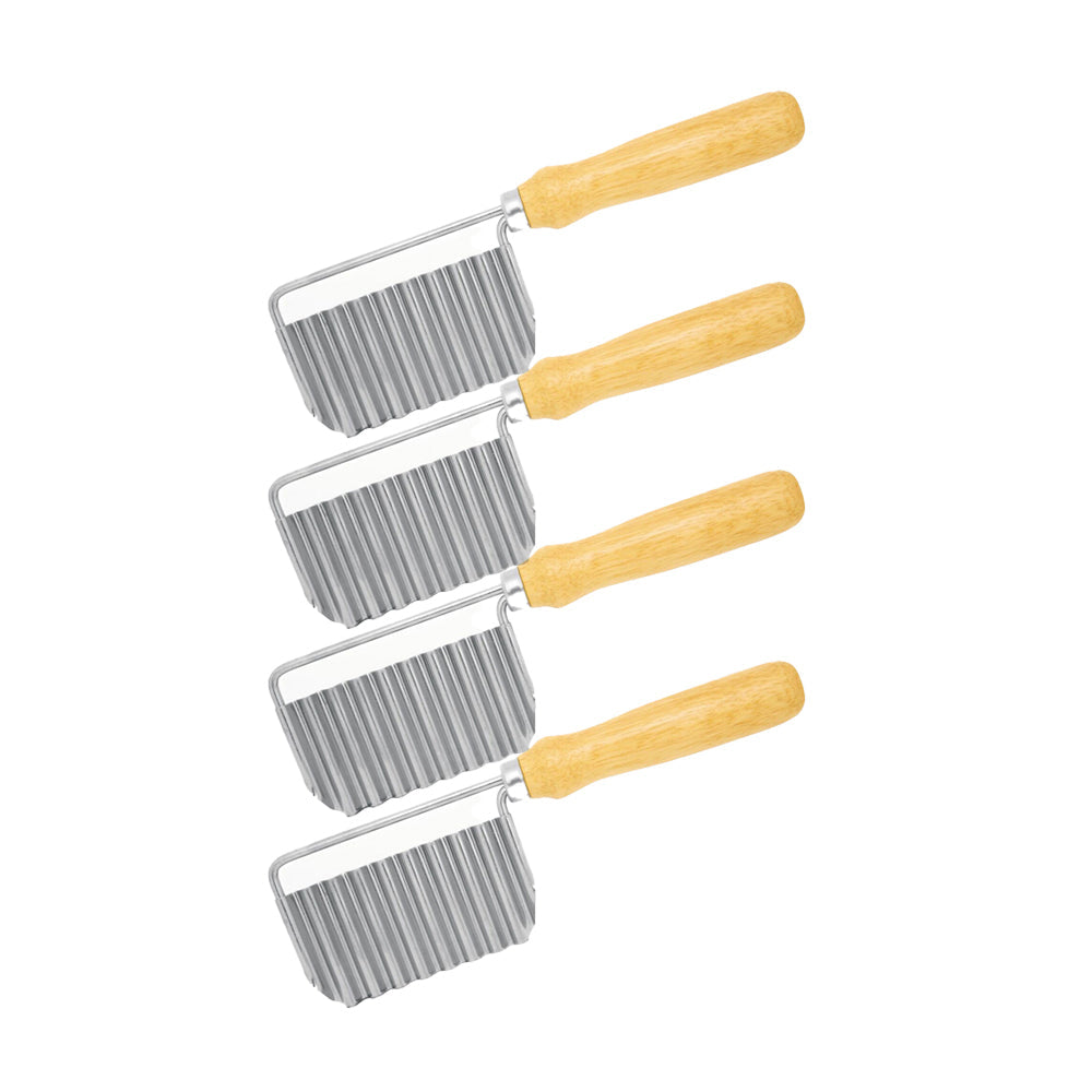 Cuisena Stainless Steel Crinkle Potato/Vegetable Cutter - Silver (4 Pack)