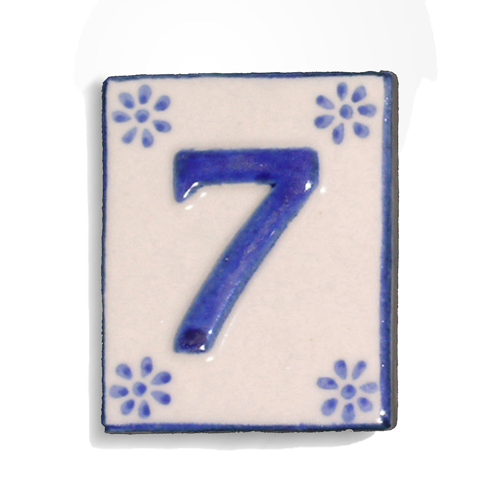 Dwbh No7 House Number Tile Ceramic 7x6cm Street Sign Address Plaque Decor FF