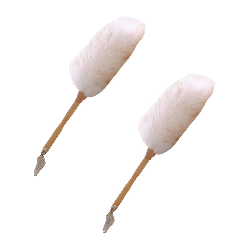Huxford Grove Long Wool Sheepskin Duster Wooden Handle Cleaner 20cm Natural (2 Pack)