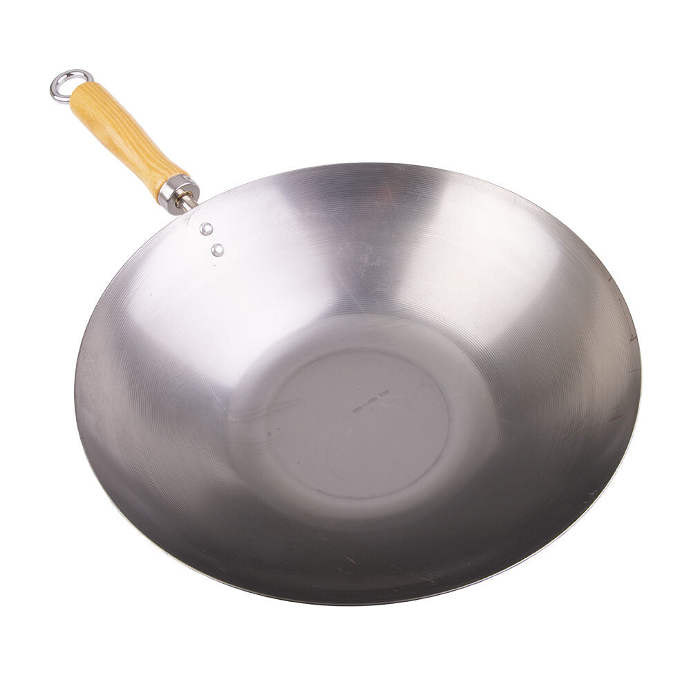 D.Line Carbon Steel Stir Fry Wok Cooking Pan 30cm w/ Wood Handle Silver — image 2