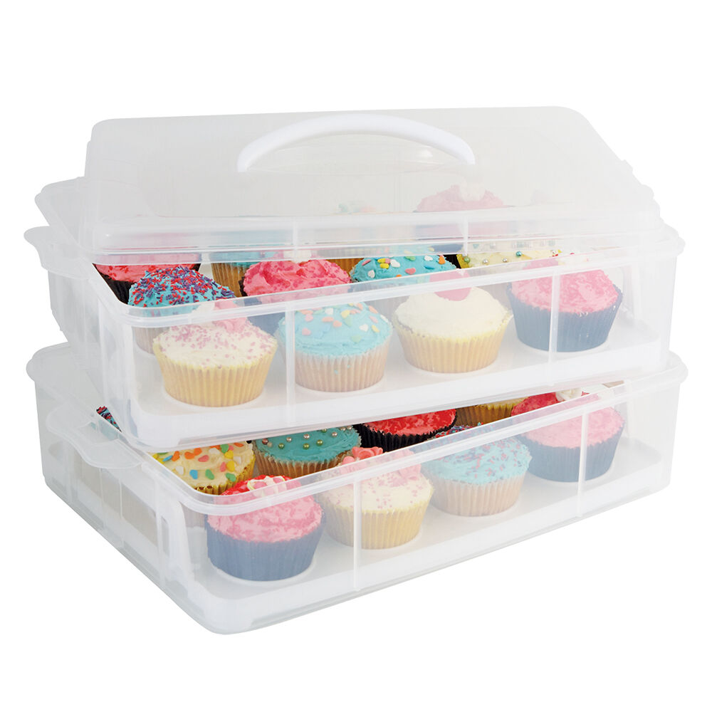Daily Bake 24-Cup Stackable Cupcake Carrier Storage Container Rectangle White — image 3
