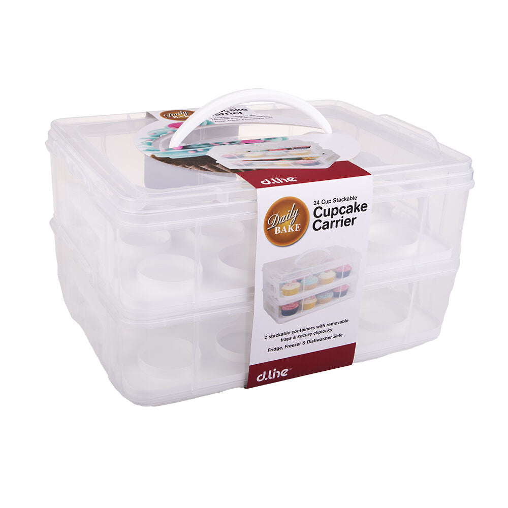 Daily Bake 24-Cup Stackable Cupcake Carrier Storage Container Rectangle White — image 2