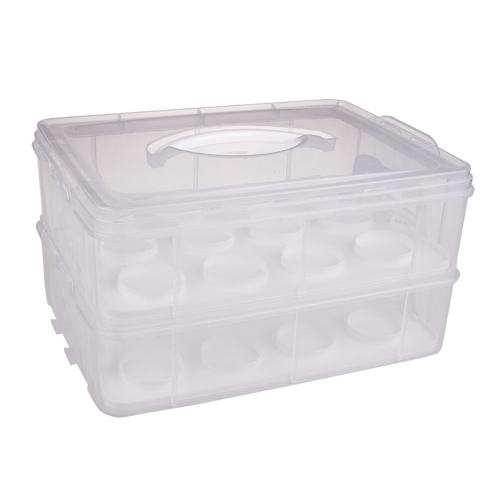 Daily Bake 24-Cup Stackable Cupcake Carrier Storage Container Rectangle White