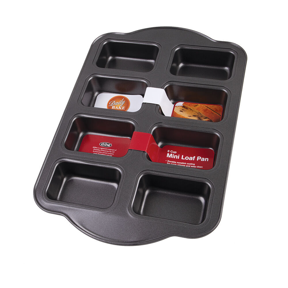 Daily Bake Professional 8-Cup Mini Loaf Pan Non-Stick Bakeware Mould Black (2 Pack) — image 2