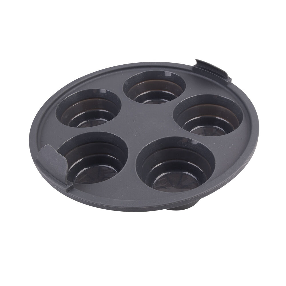 Daily Bake 22cm Black Collapsible Silicone Round 5-Cup Air Fryer Muffin Pan
