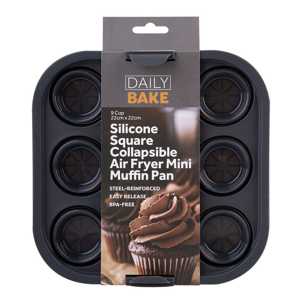 Daily Bake 22cm Silicone Collapsible Square 9-Cup Air Fryer Mini Muffin Pan — image 2
