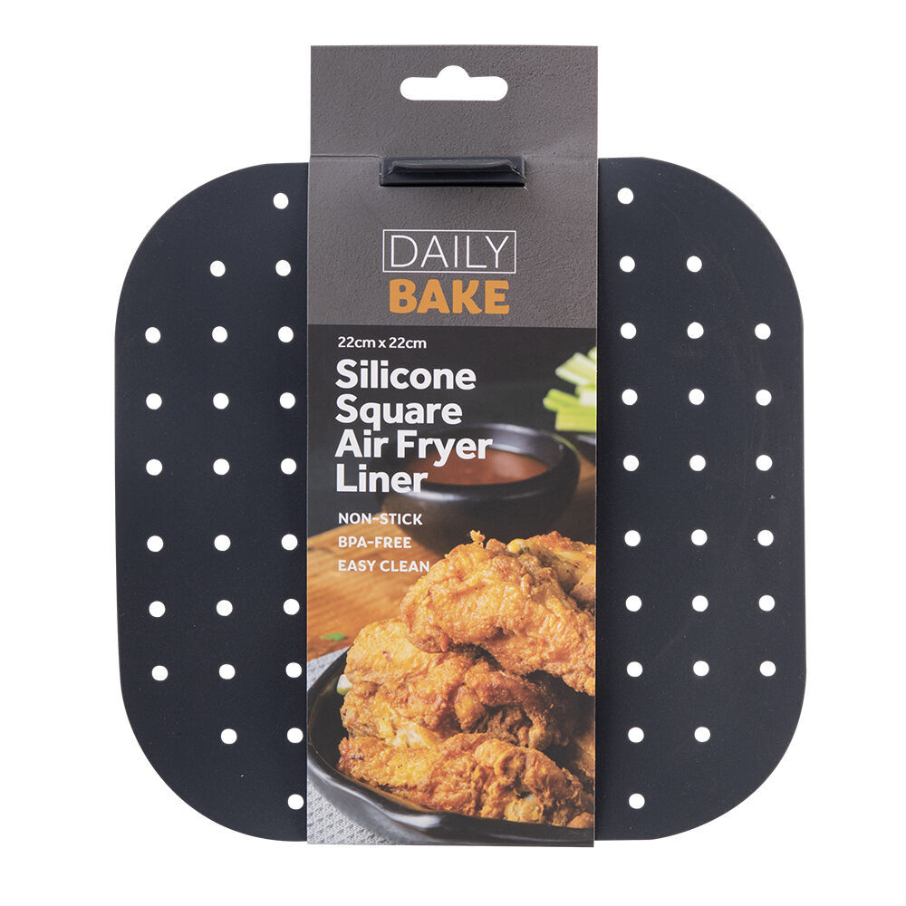Daily Bake Silicone Square Air Fryer Liner 22cm - Charcoal (2 Pack) — image 2