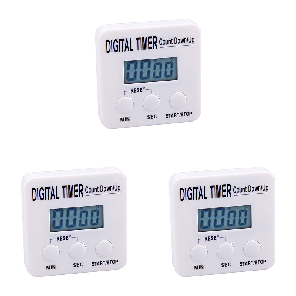 Appetito 100 Minutes Magnetic Digital Timer Home Kitchen Cooking Tool White (3 Pack)