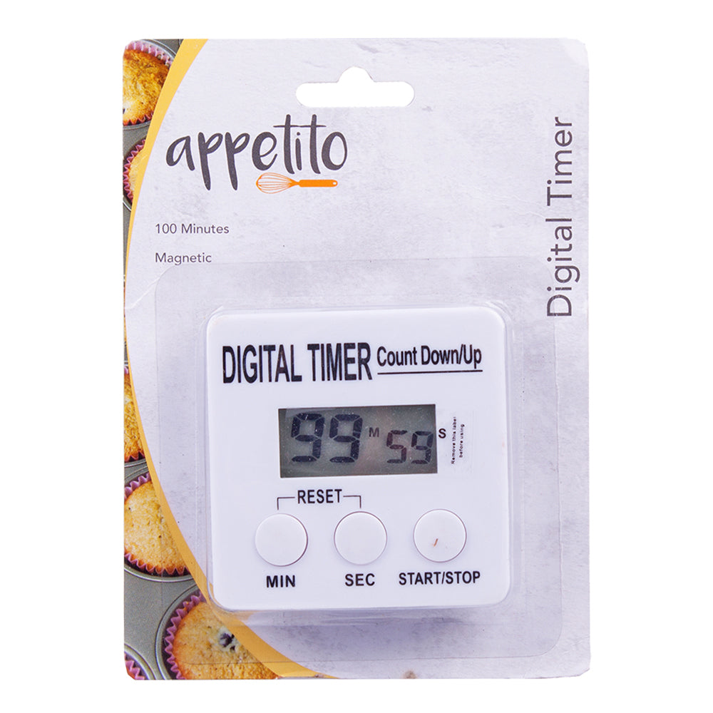 Appetito 100 Minutes Magnetic Digital Timer Home Kitchen Cooking Tool White (3 Pack) — image 3