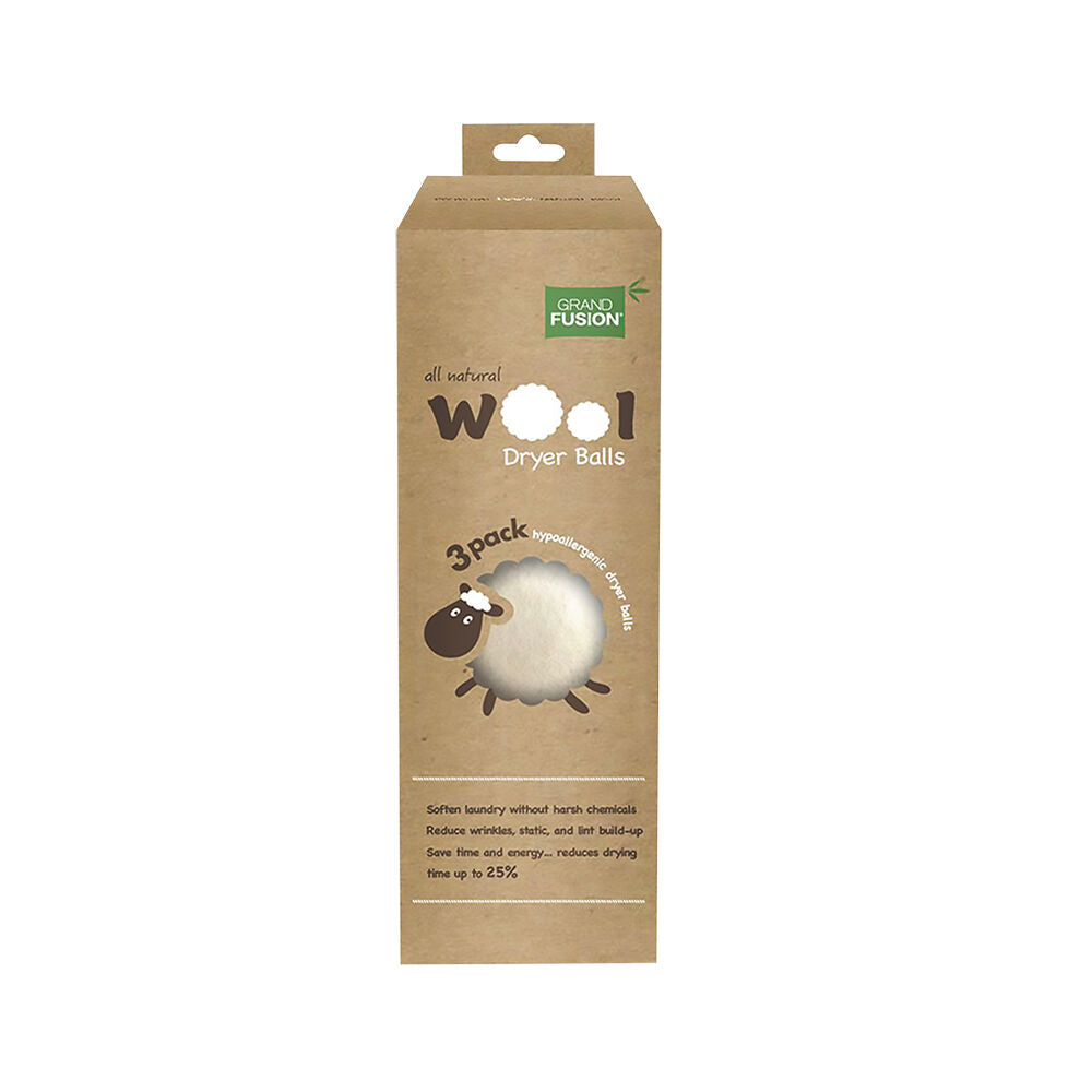 Grand Fusion All Natural Laundry Wool Dryer Ball Set Hypoallergenic White (3 Pieces) — image 3