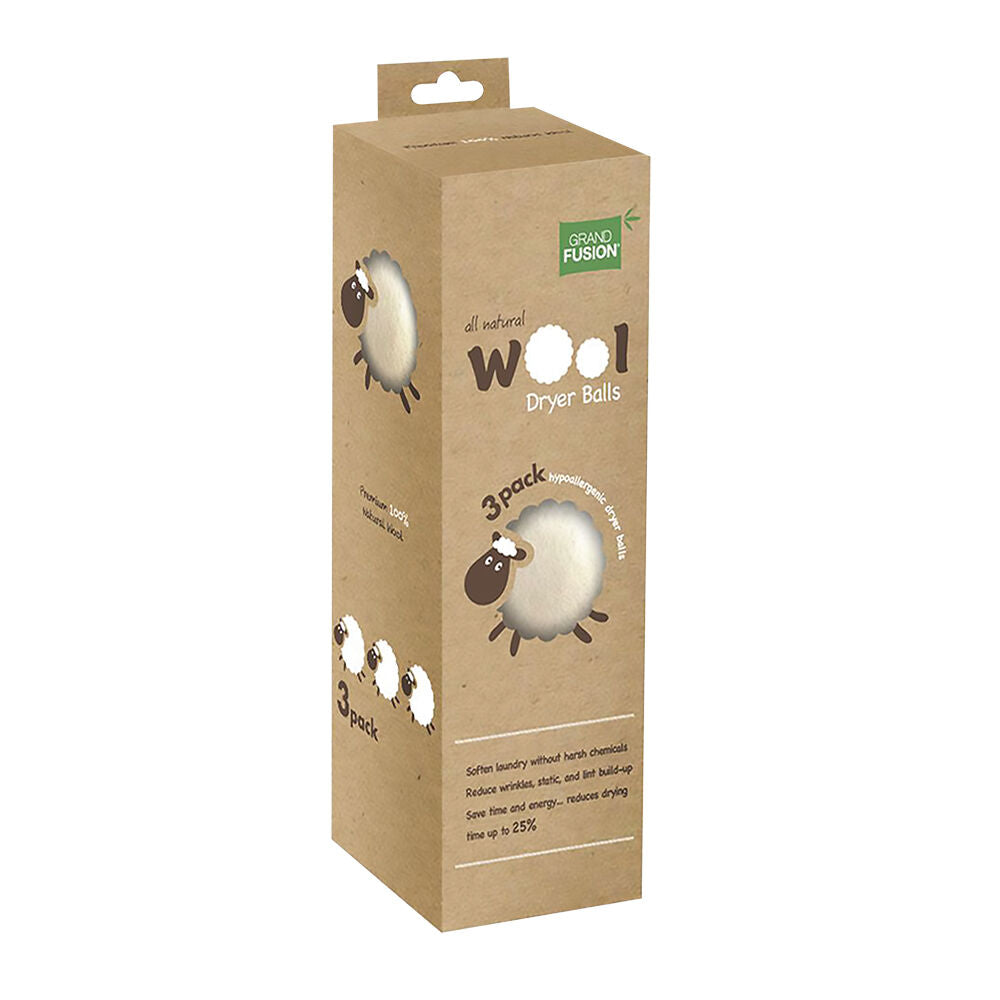 Grand Fusion All Natural Laundry Wool Dryer Ball Set Hypoallergenic White (3 Pieces) — image 2