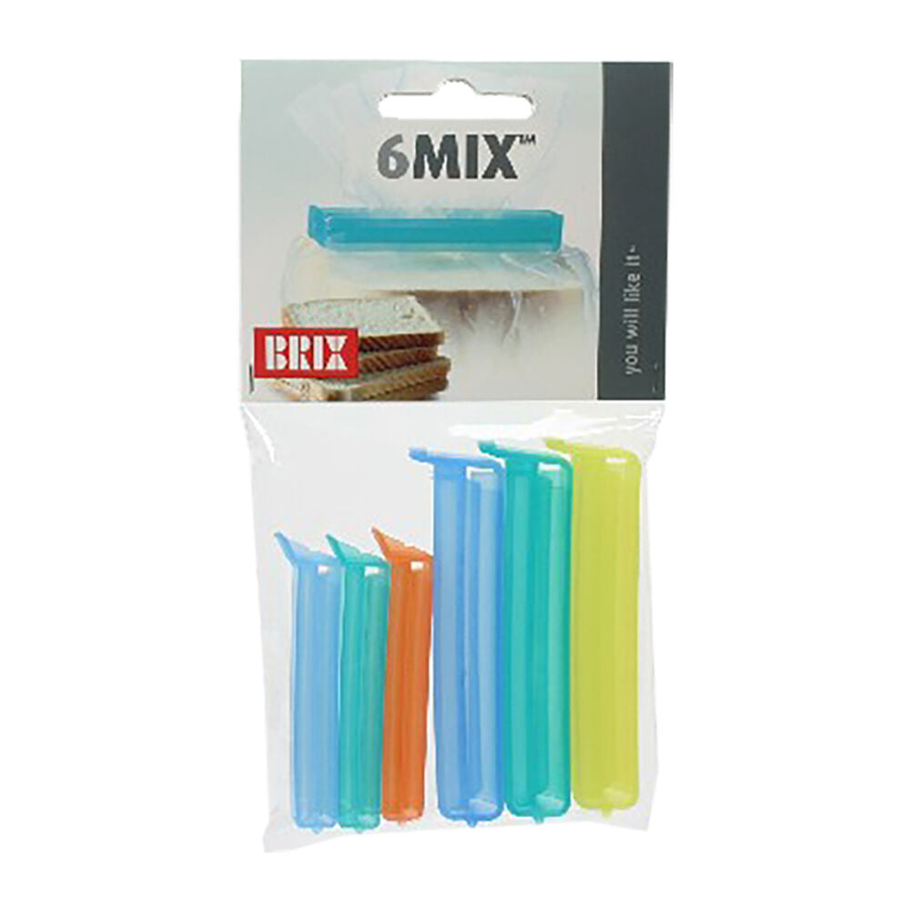Brix 6mix Bag Closures Sealing/Sealer Clip/Clamp Reusable Set Assorted (6 Pieces)
