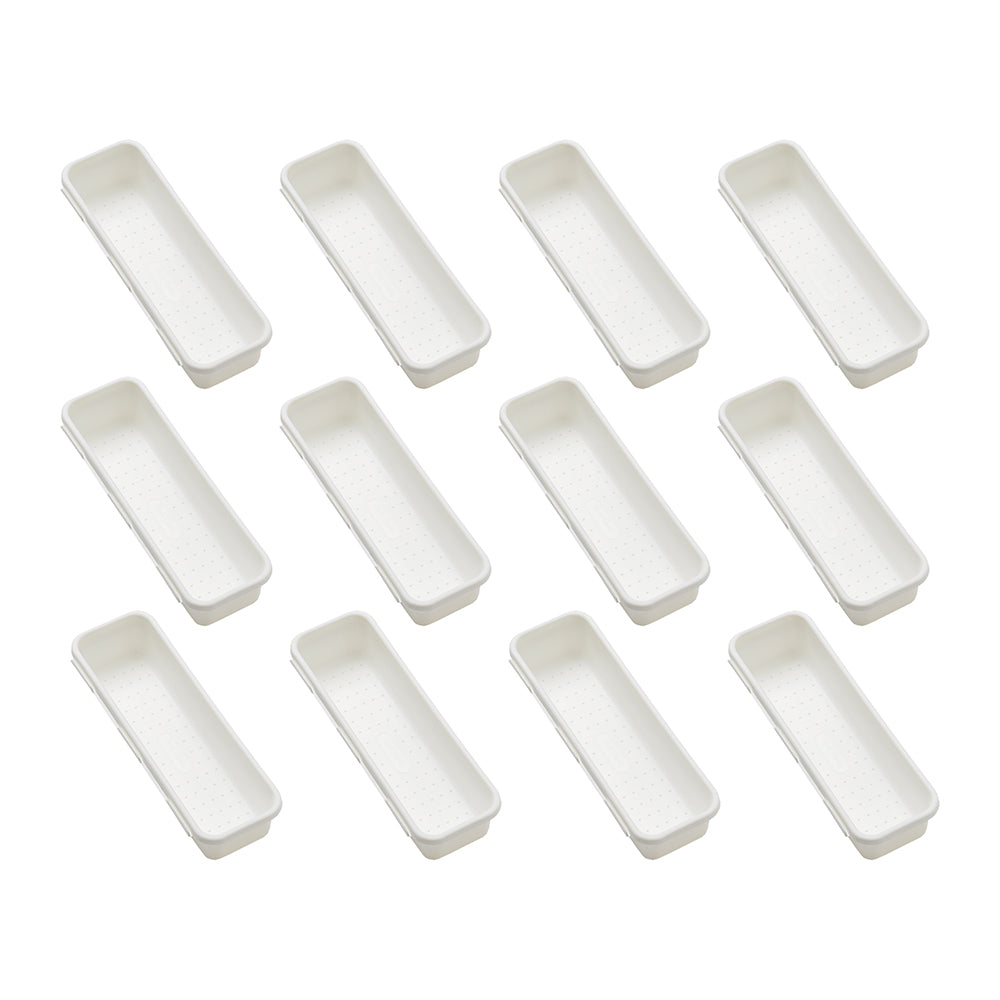 Madesmart Small Narrow Interlocking Bin Organiser 23.5x8cm WHT RECT (12 Pack)