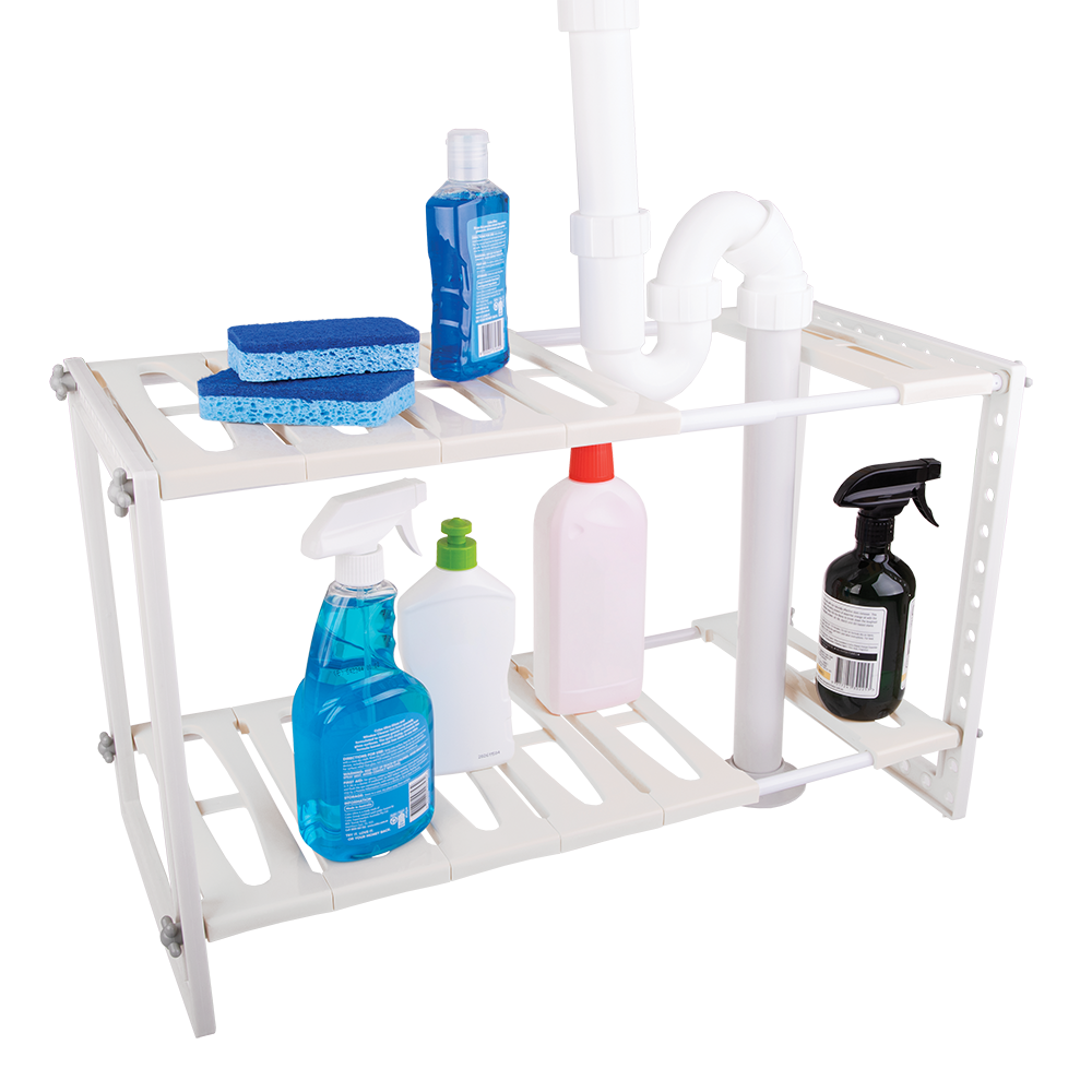 D.Line Expandable Kitchen/Bath Under Sink Shelf Organiser 40x30cm White — image 3