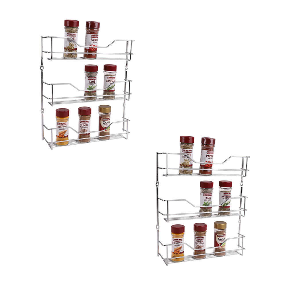 Entree Entrée 3-Tier Wall Mount Spice & Seasoning 18 Bottle Rack/Storage Organiser (2 Pack)