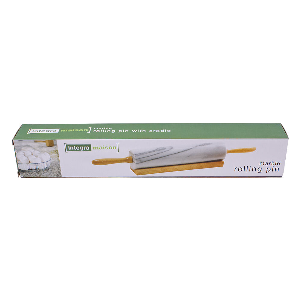 Integra Marble Rolling Pin w/Wooden Cradle Kitchen/Baking Roller 6x46cm Grey — image 2