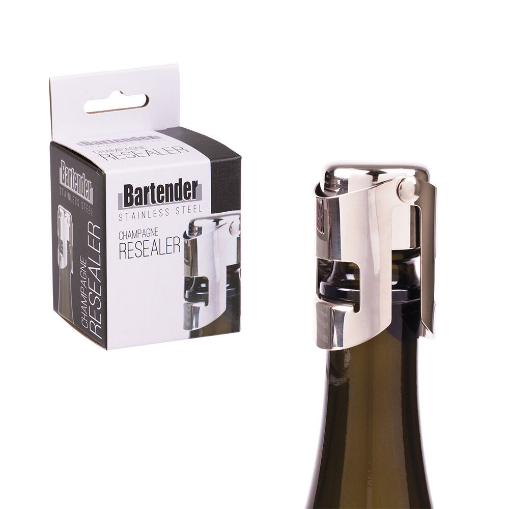 Bartender Stainless Steel Champagne Bottle Resealer Saver Stopper Silver (2 Pack) — image 4