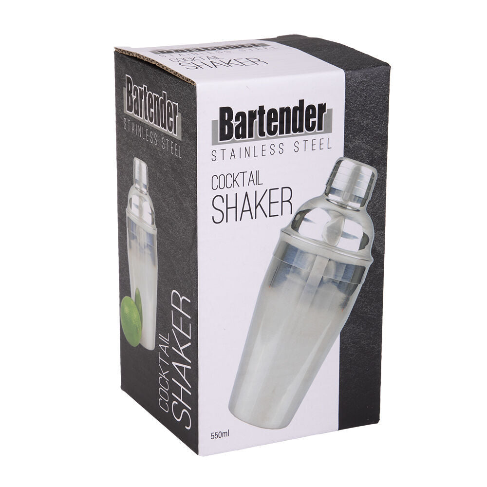 Bartender Stainless Steel Cocktail Shaker Drink Mixer Barware 550ml Silver (2 Pack) — image 2