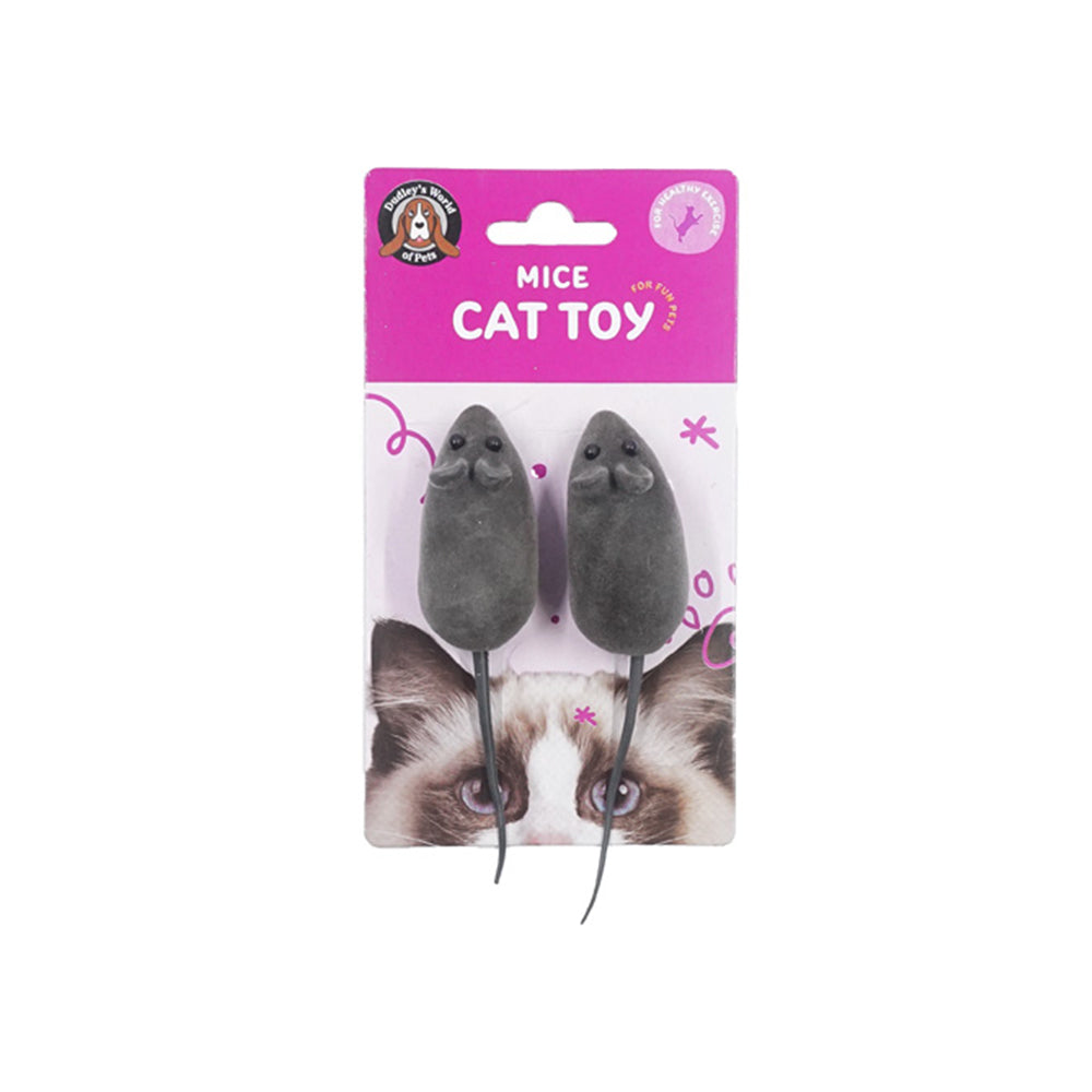 Dudley's World of Pets Mouse Interactive Rattle Squeaker Cat Pet Play Toy (2 Pieces)