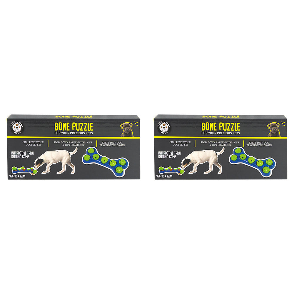 Dudley's World of Pets Puzzle Game Dog Interative Play Toy Bone Shaped (2 Pack)