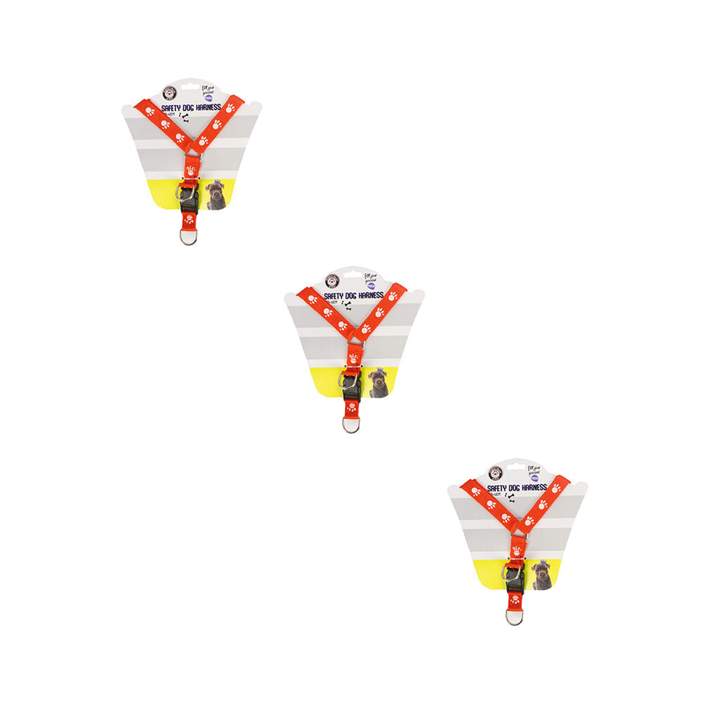 Dudley's World of Pets Safety Dog Pet Harness Set Adjustable 25-40cm Assorted (3 Pack)