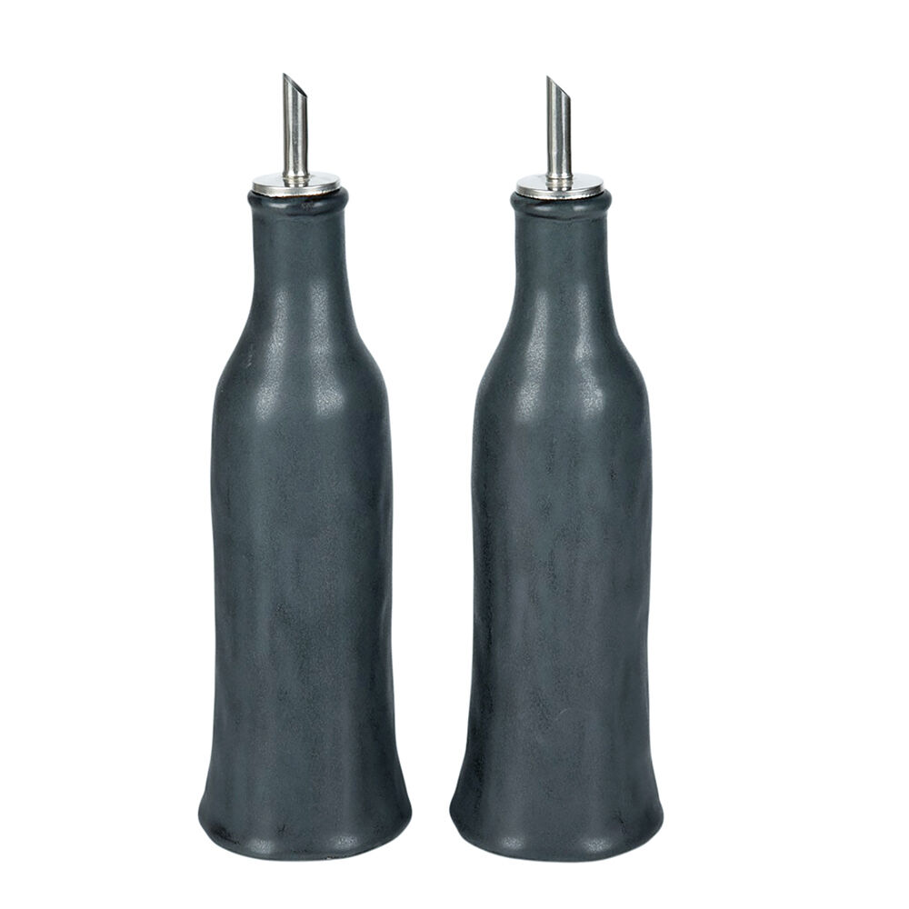 NF Living Oil & Vinegar Set 8x22 Dispenser Stoneware Kitchenware Charcoal (2 Pieces)