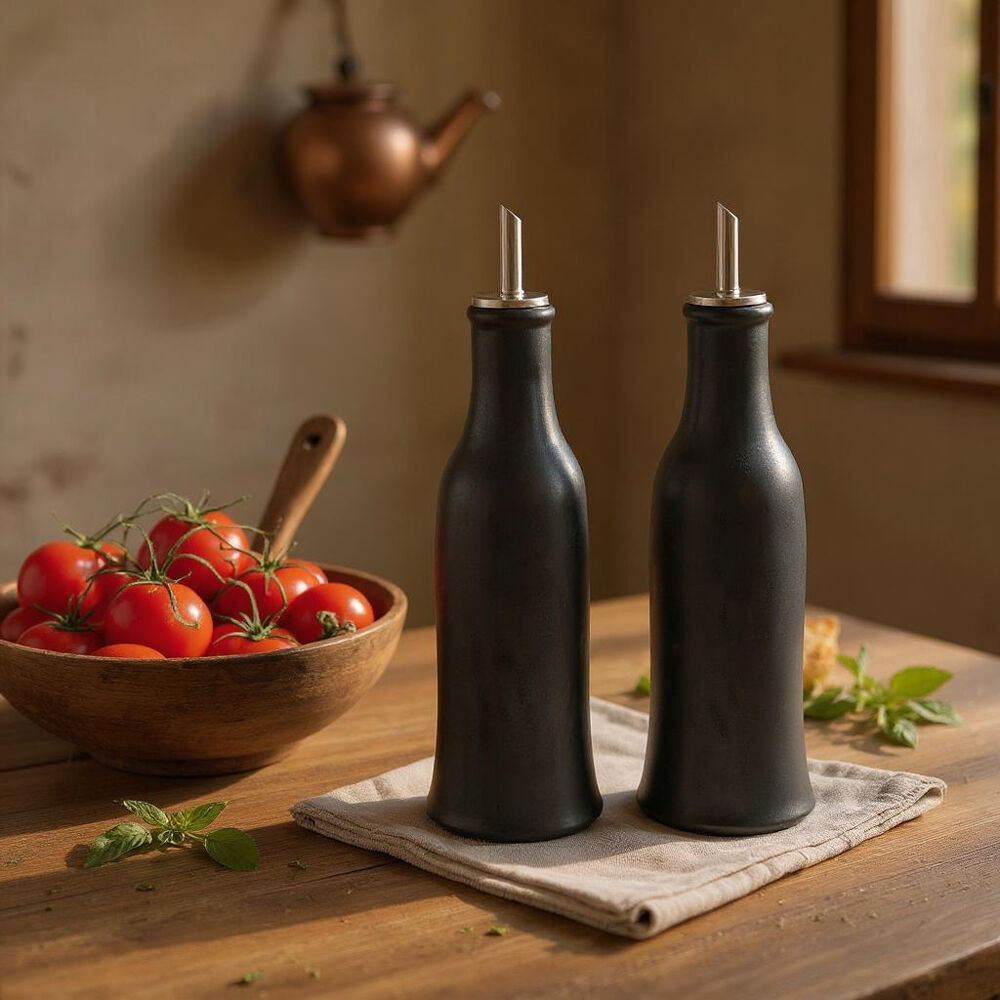 NF Living Oil & Vinegar Set 8x22 Dispenser Stoneware Kitchenware Charcoal (2 Pieces) — image 4