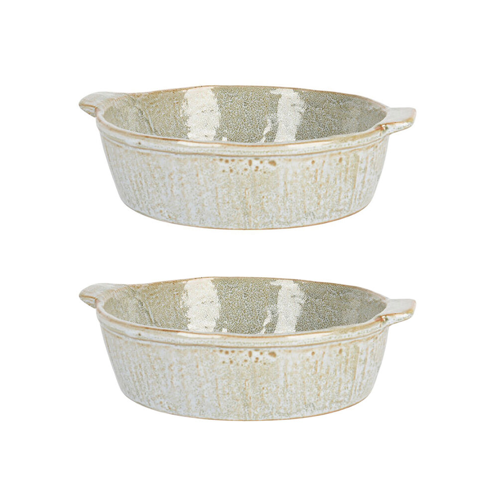 NF Living Round Baker 22x19.5x6 Durable Ceramic Baking Dish Bakeware Green (2 Pack)