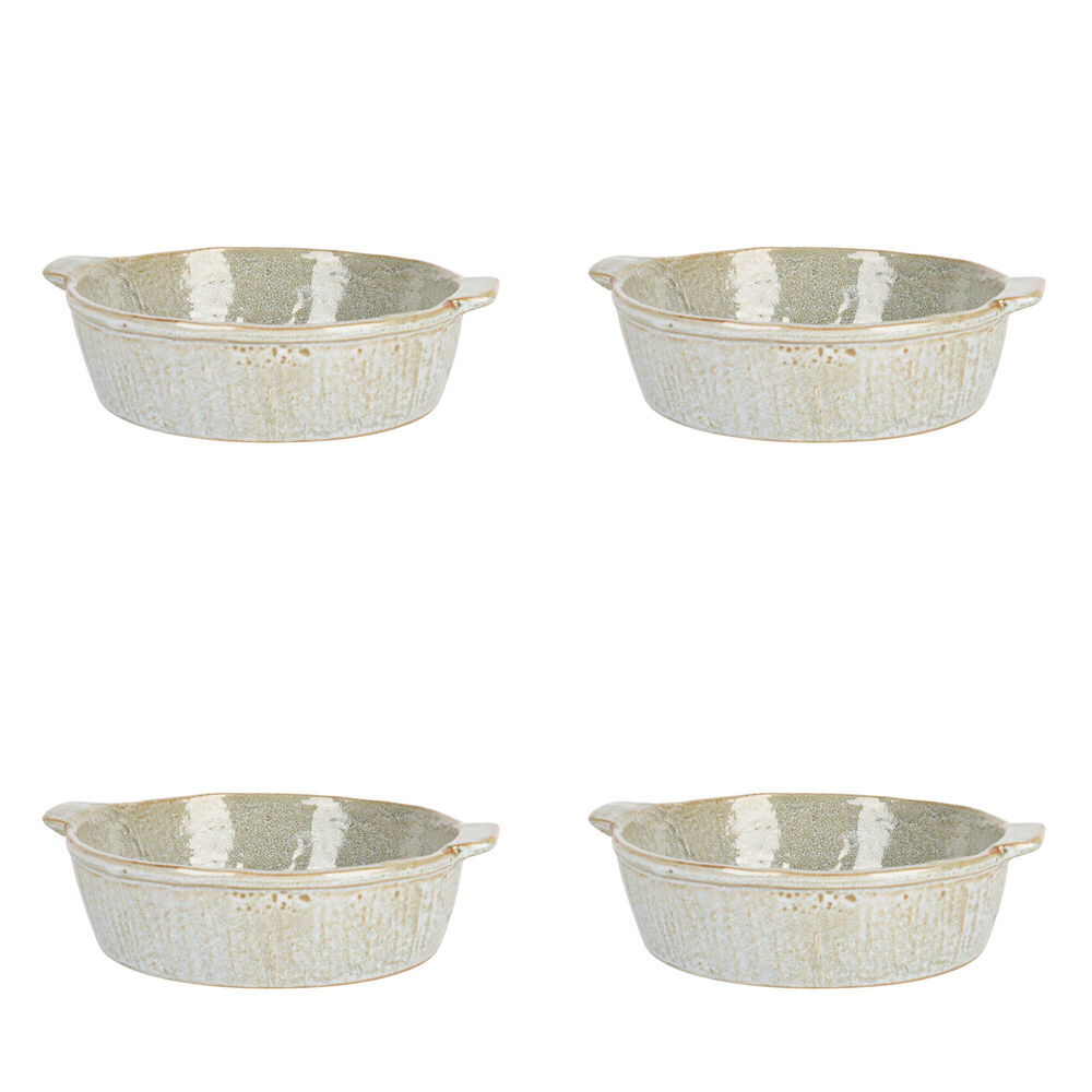 NF Living Round Baker 22x19.5x6 Durable Ceramic Baking Dish Bakeware Green (4 Pack)