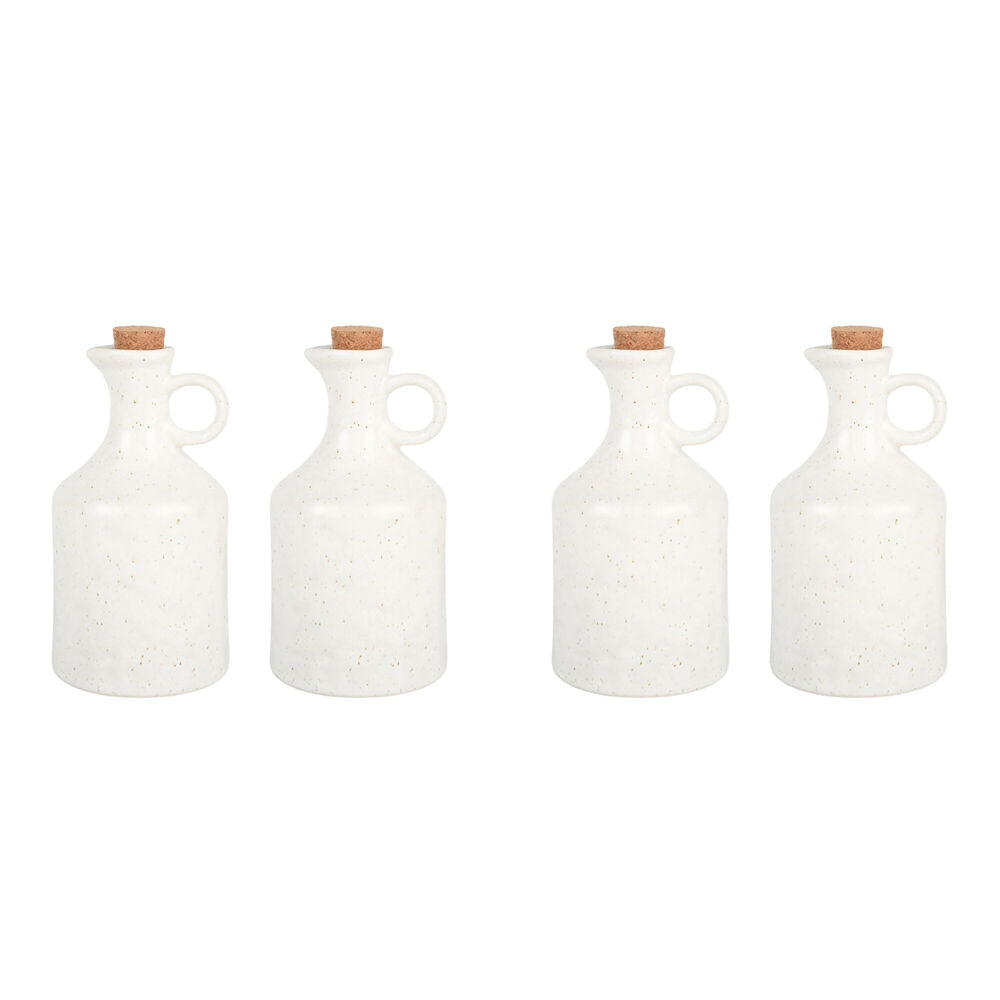 NF Living 2pc NF Living Oil Vessel 450ml Ceramic Bottles Stoneware Kitchenware White (2 Pack)
