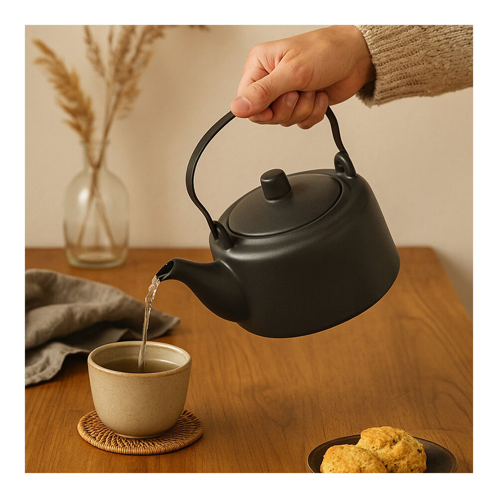 NF Living Infusio 1200ml Teapot Stoneware Kitchenware Modern Design Charcoal — image 2