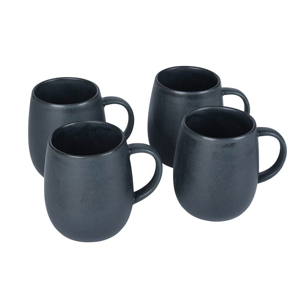 NF Living Snug Mug 350ml Capacity Ceramic Mugs Stoneware Dinnerware Charcoal (4 Pieces)