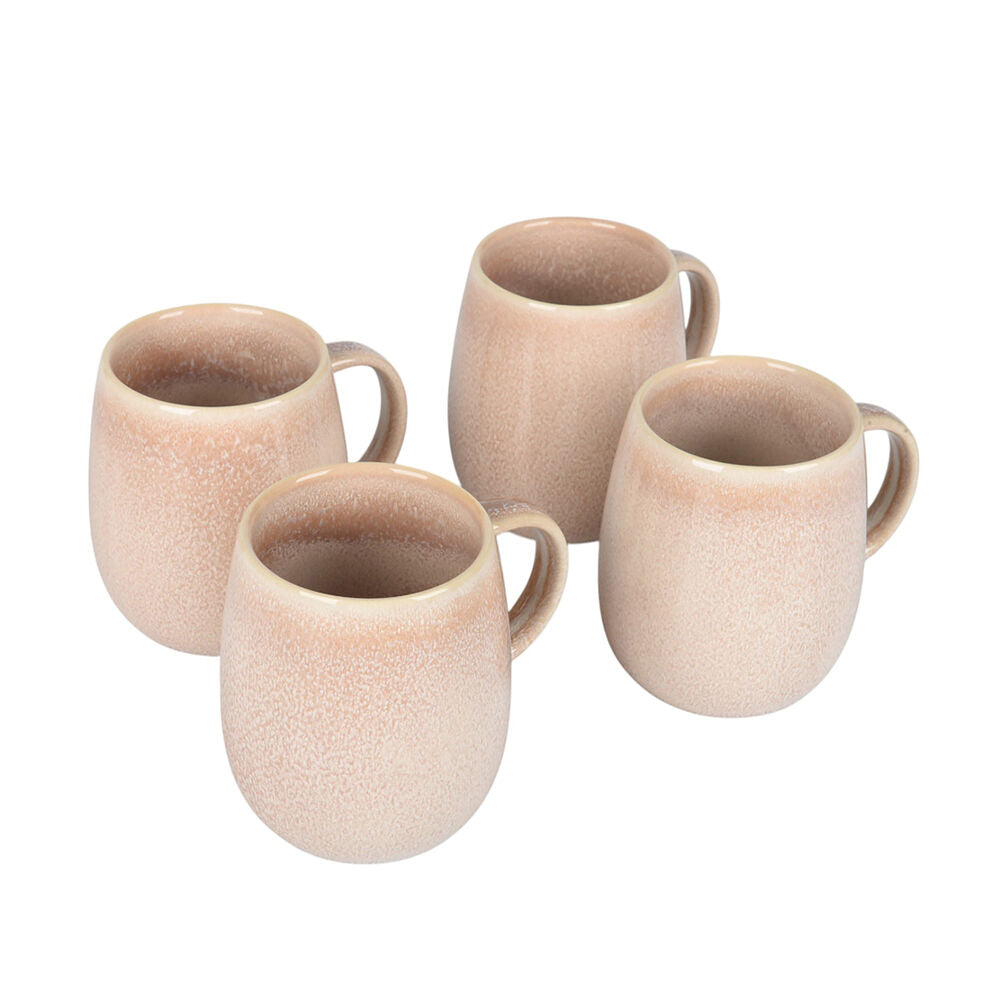 NF Living Snug Mug 350ml Capacity Ceramic Mugs Stoneware Dinnerware Nude (4 Pieces)