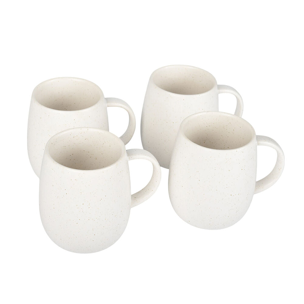 NF Living Snug Mug 350ml Capacity Ceramic Mugs Stoneware Dinnerware White (4 Pieces)