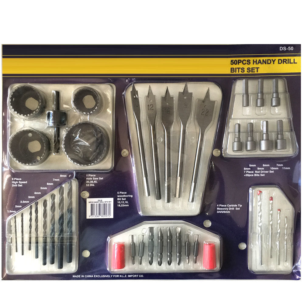 Generic Drill Nut Driver/Masonry High Speed Twist Hole Saw Wood Cutter Bit Tool Set (50 Pieces)