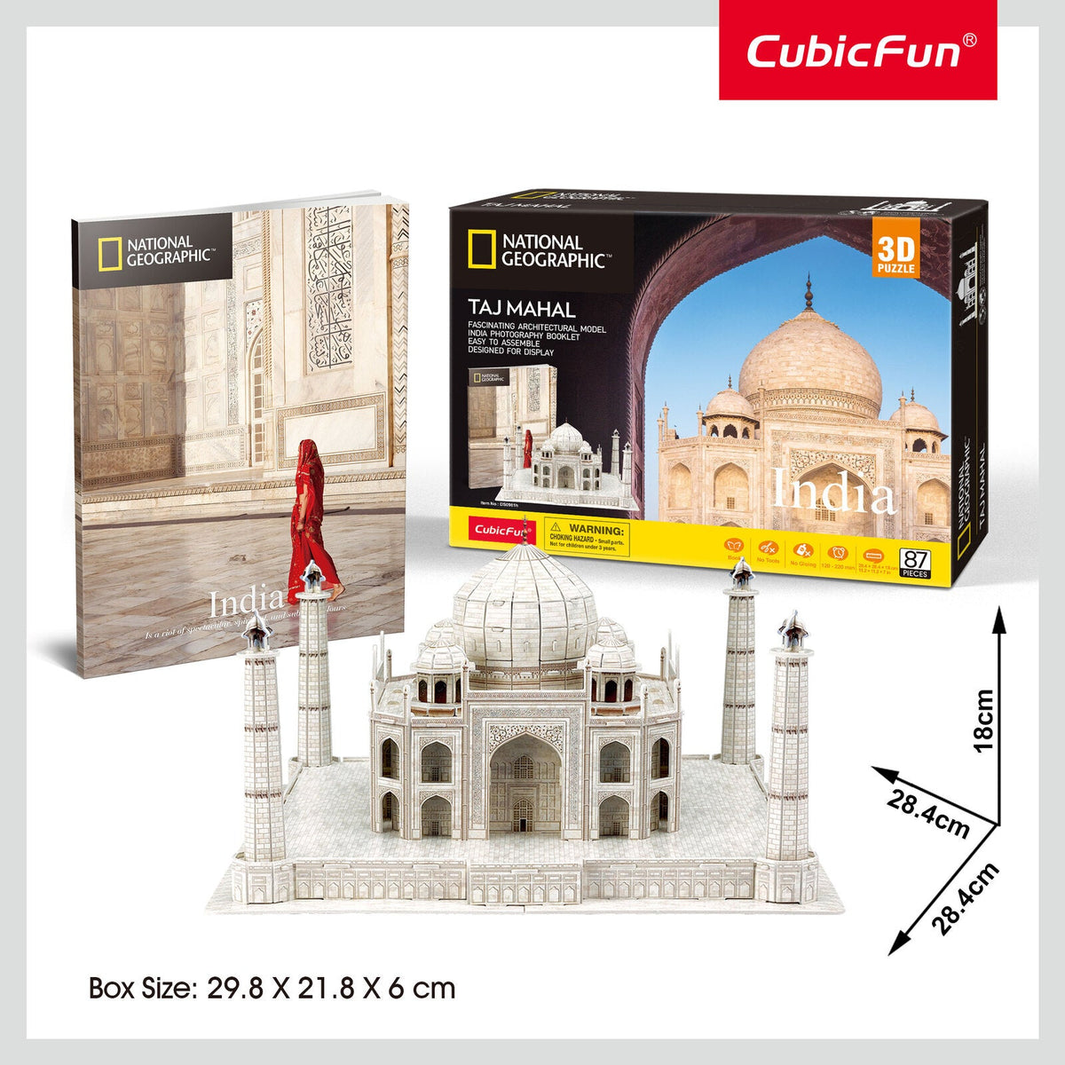 National Geographic 28.4cm India Taj Mahal 3D Puzzle Kids Activity Toy 8+ (87 Pieces) — image 2