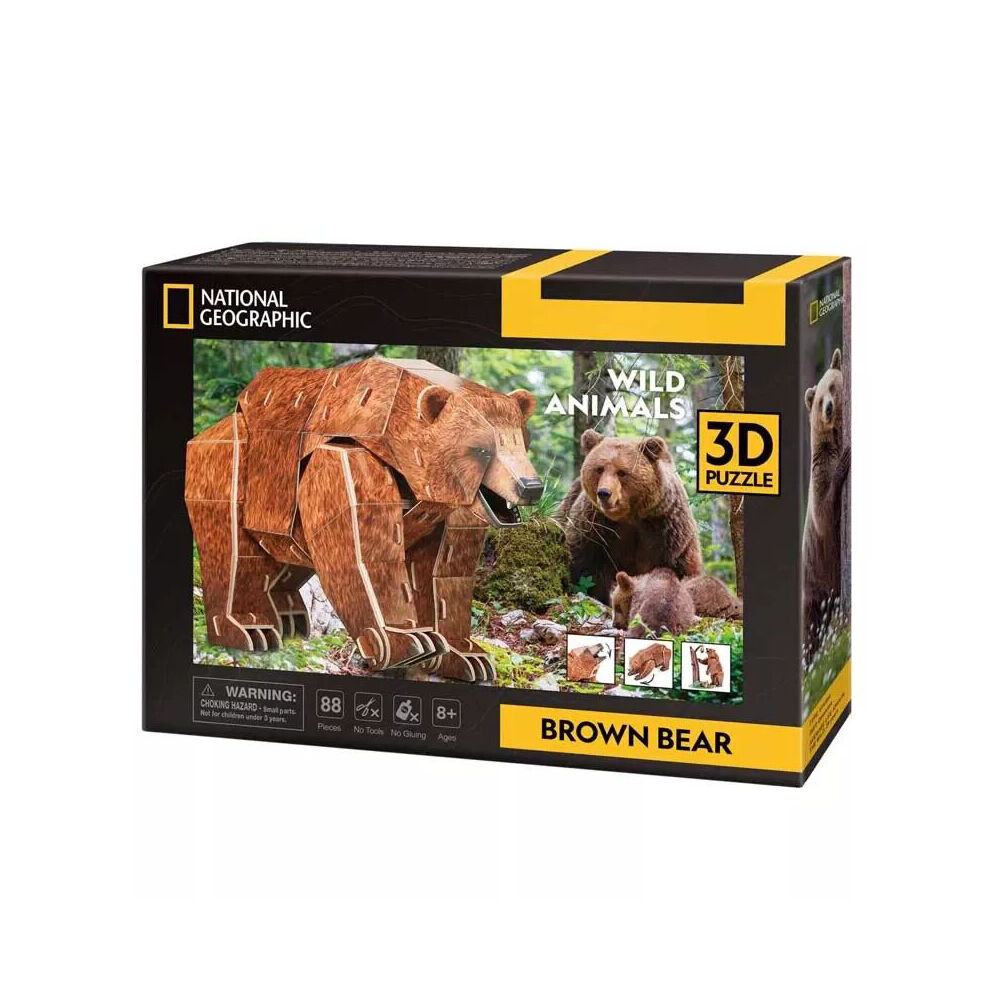 National Geographic Brown Bear 3D Puzzle 21.5x13cm Kids/Children Game 8y+
