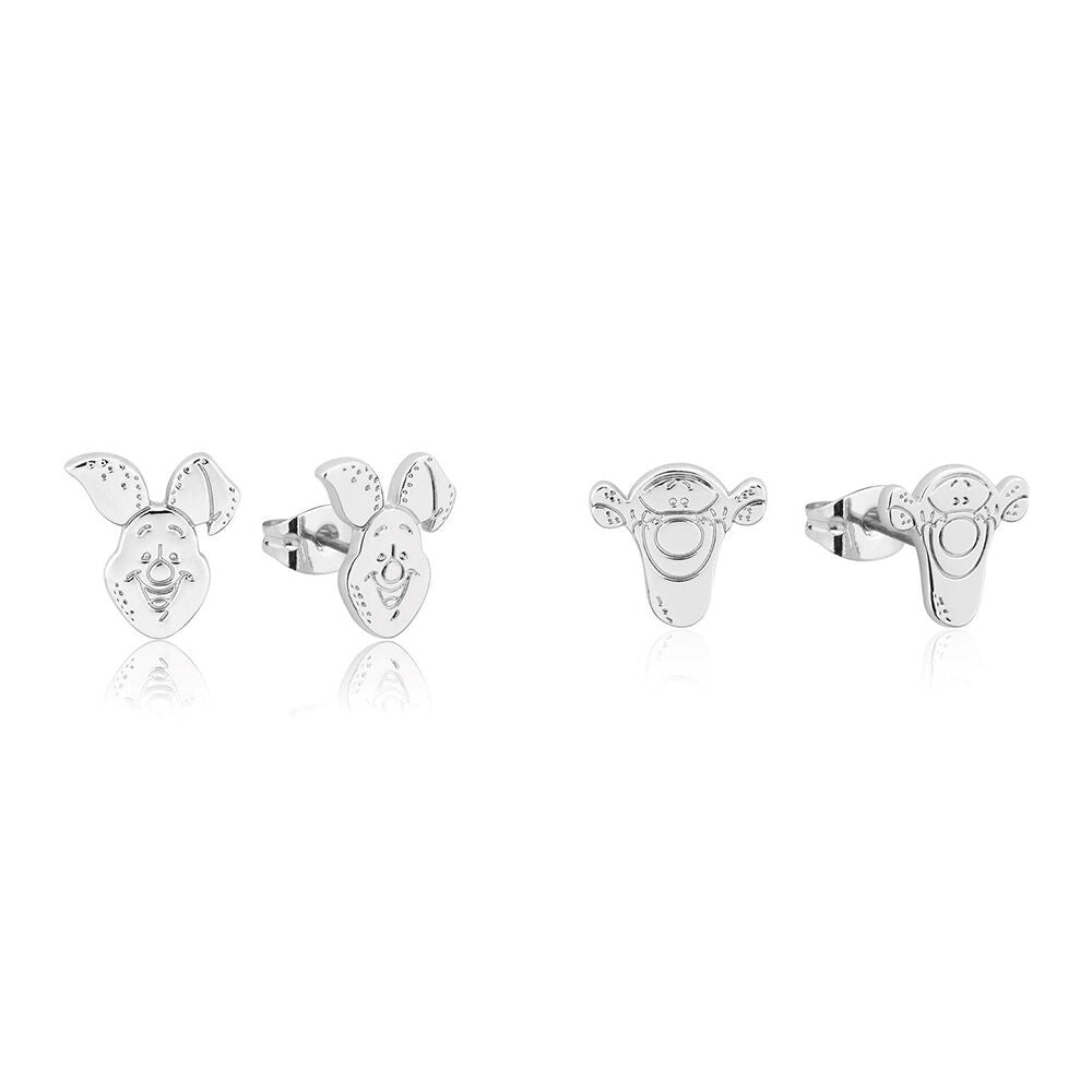 Couture Kingdom Disney Winnie The Pooh Piglet & Tigger Stud Earrings Silver (2 Pieces)