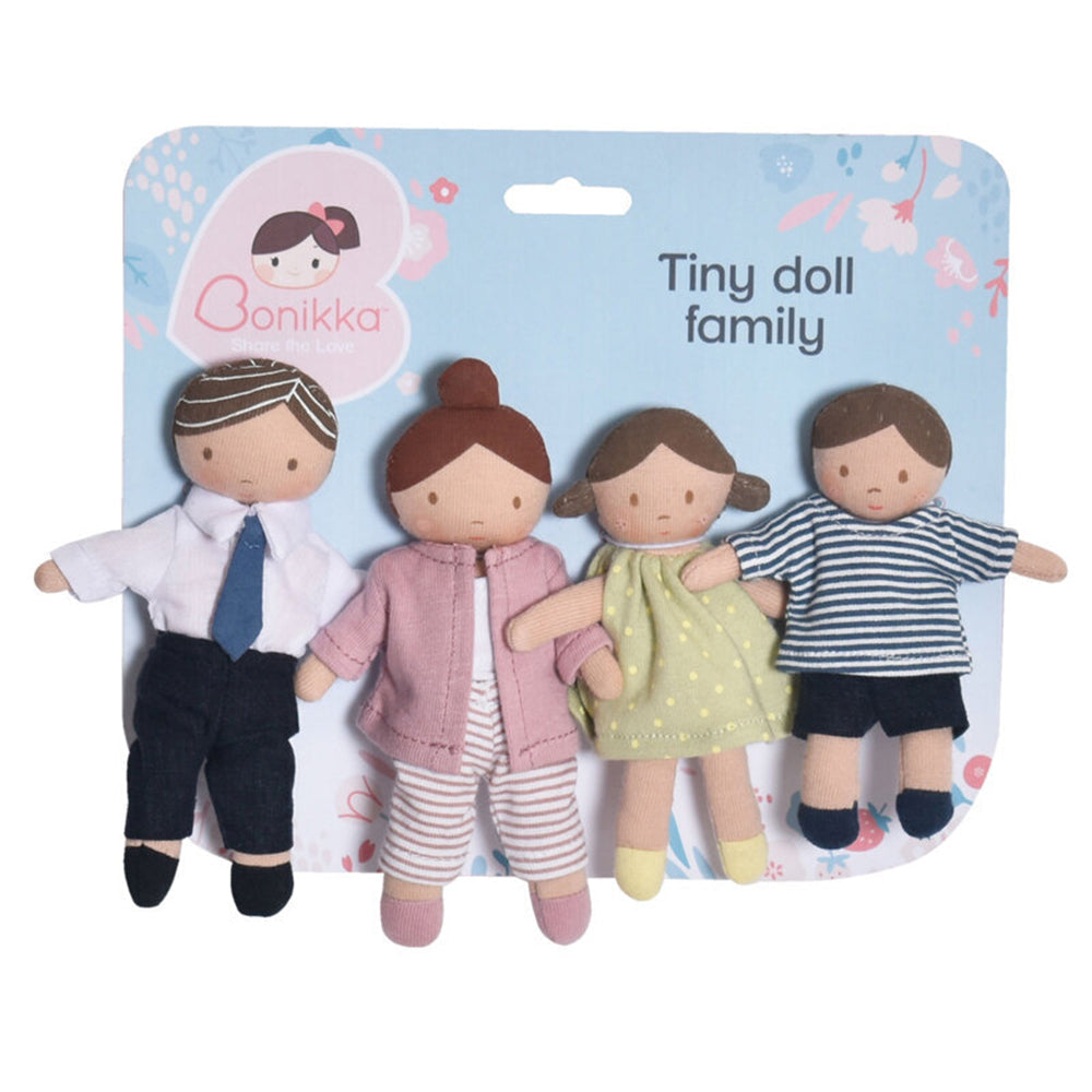 Bonikka Tiny Doll Family Kids/Children Cuddle Play Soft Plush Toy Set 1+ (4 Pieces)