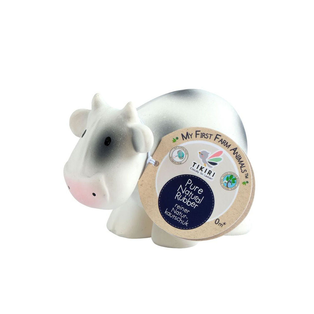 Tikiri 12cm Farm Animal Rubber Cow 95002 Baby Sensory Teether Toy 0m+ White (2 Pack) — image 10