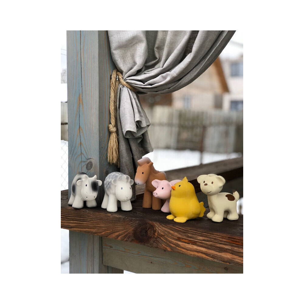 Tikiri 12cm Farm Animal Rubber Cow 95002 Baby Sensory Teether Toy 0m+ White (2 Pack) — image 8