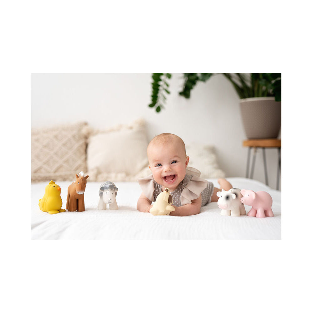 Tikiri 12cm Farm Animal Rubber Cow 95002 Baby Sensory Teether Toy 0m+ White (2 Pack) — image 9