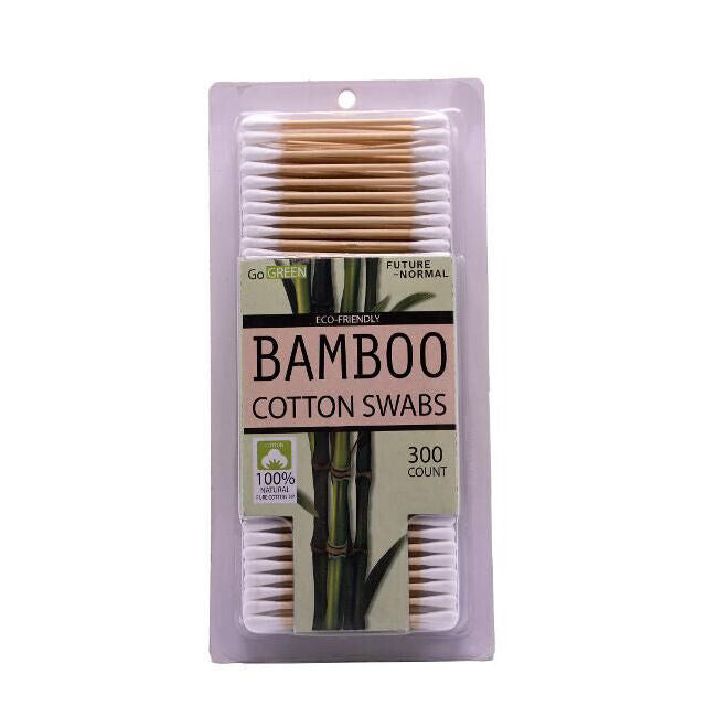 GO Green Bamboo Cotton Swabs Buds Ear Cleaning Care Disposable (300 Pieces)