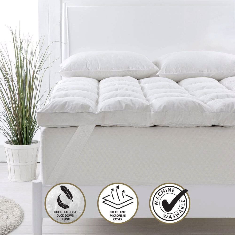 Hacienda Luxurious Duck Feather Topper 1800gsm for Single Size Bed Mattress Top — image 2
