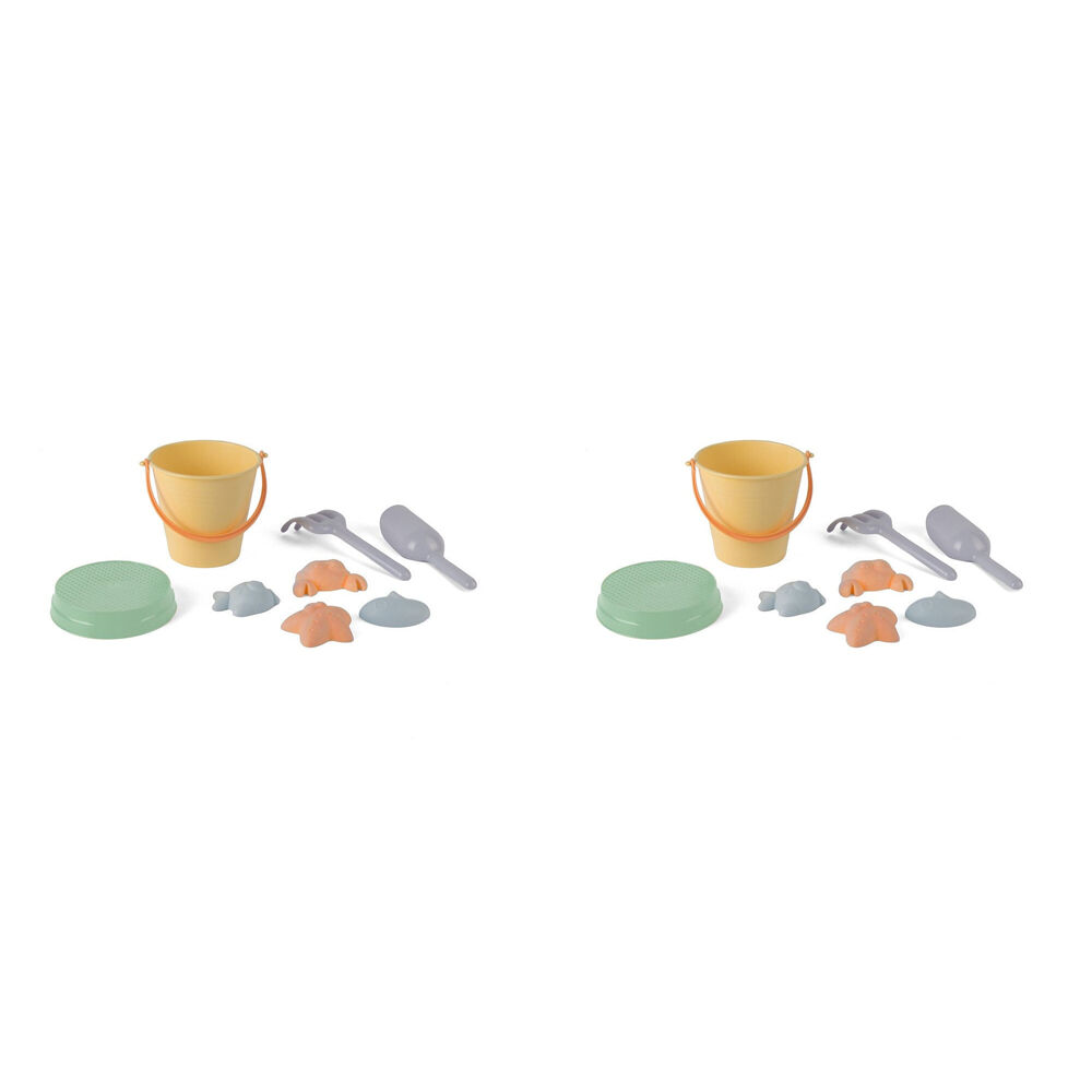 Dantoy Plastic Bucket Set w/ Net Sandpit Toys Non-Toxic Pastel Kids 2y+ (2 Pack)