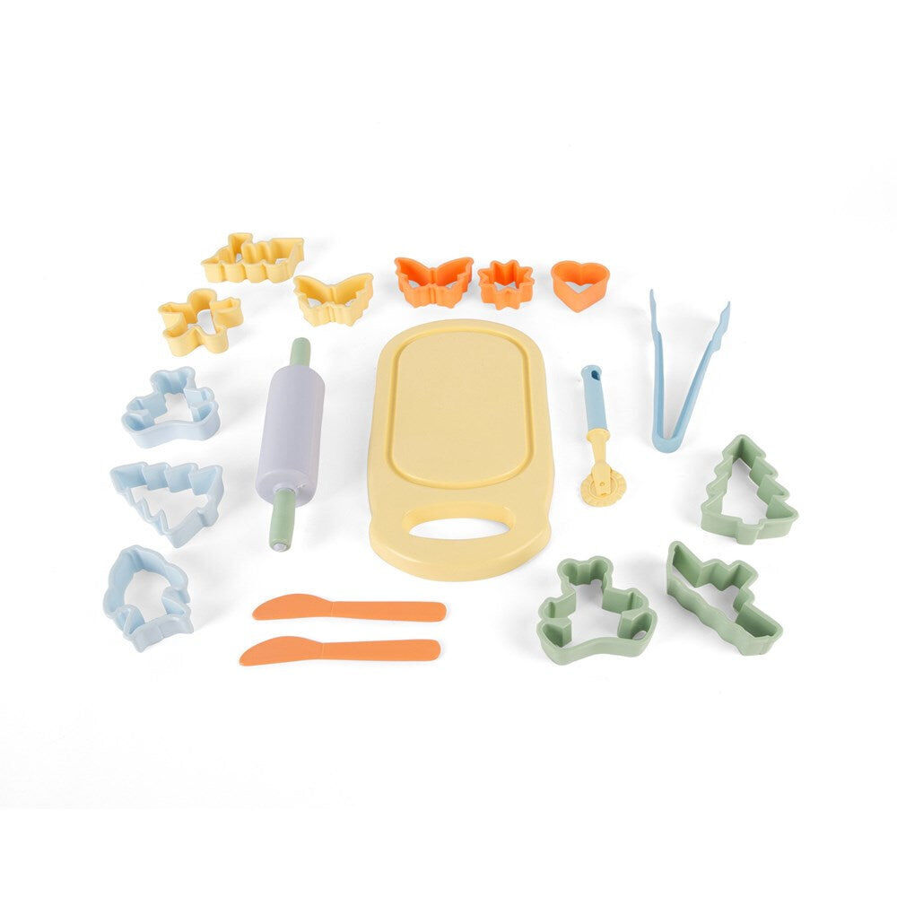 Dantoy Plastic Play Modeling Clay Fun Dough Moulds Set Toy Kids Pastel 2y+ (18 Pieces)