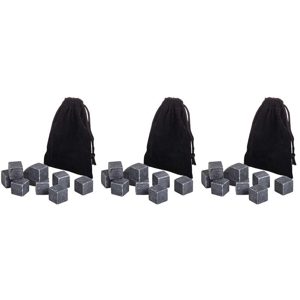 Davis & Waddell 9pc Davis & Waddell Fine Foods Bartender Whisky Stone w/ Storage 2x2cm Grey (3 Pack)