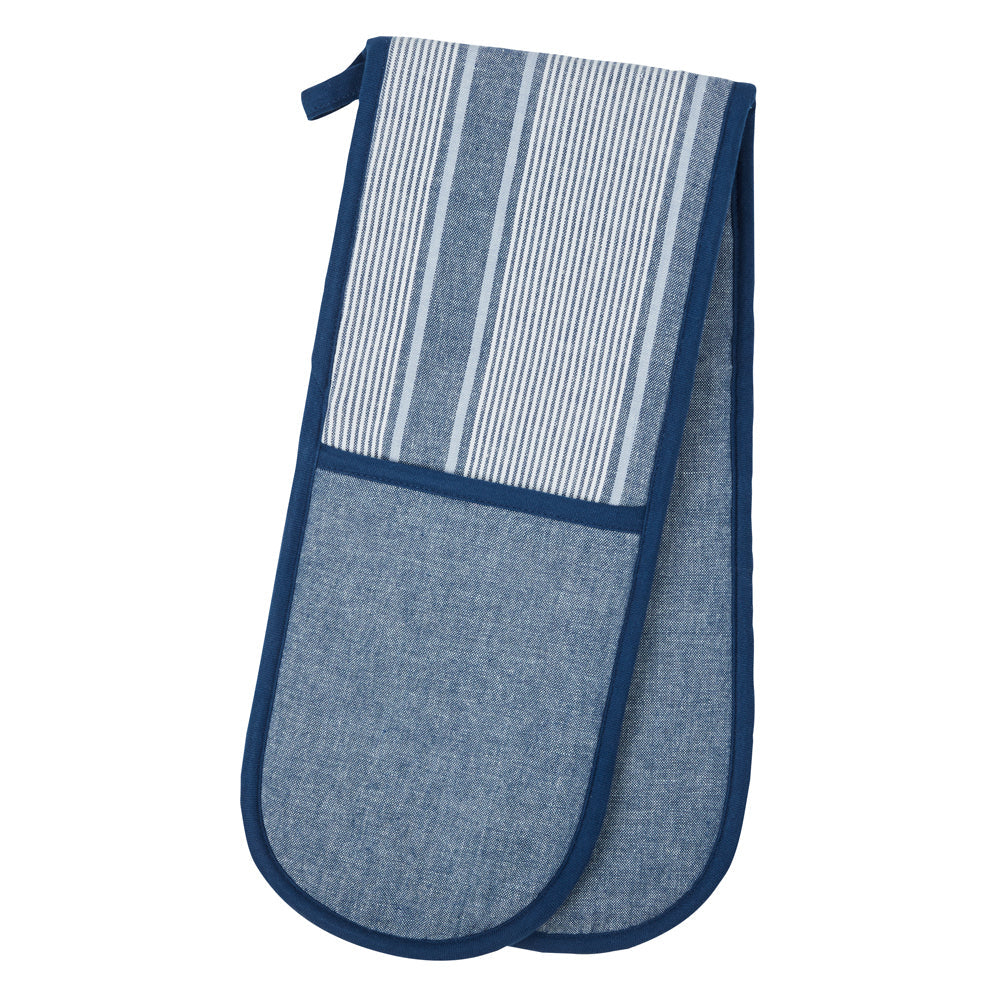 Davis & Waddell Ellis Cotton Double Oven Glove Mitt 18x90cm Blue/White Stripe (2 Pack) — image 2